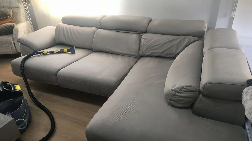 Sofá después de la limpieza profesional en Zizur Menor